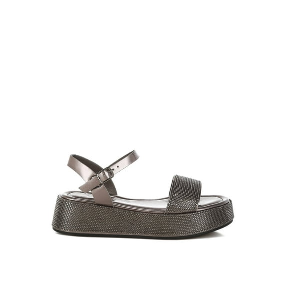 London Rag Nensis Rhinestone Embellished Flatform Womens Sandals