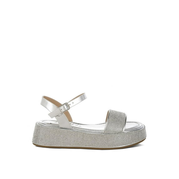 London Rag Nensis Rhinestone Embellished Flatform Womens Sandals