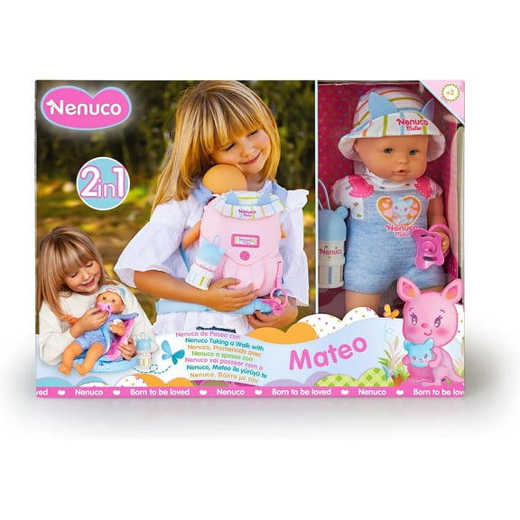 Nenuco Mateo Baby Doll with Carrier, Accessories, 14.5 cm