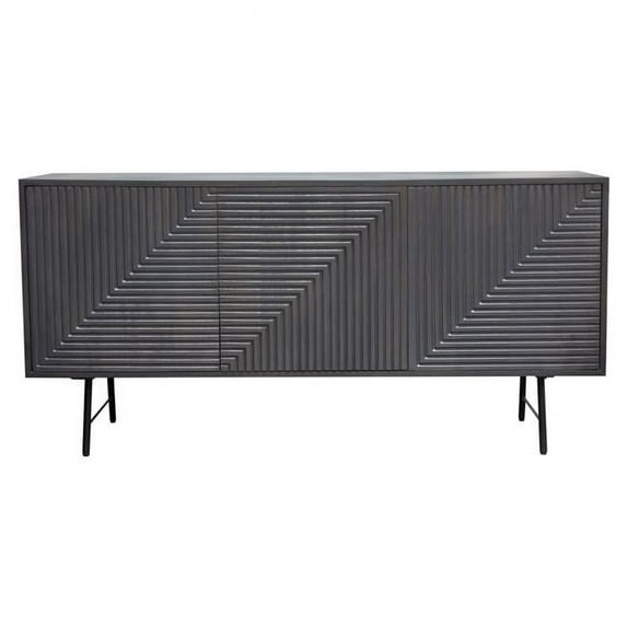 Neo 3-Door Solid Mango Wood Sideboard in Smoke Grey Finish w/ Gun Metal Finished Base by Diamond Sofa