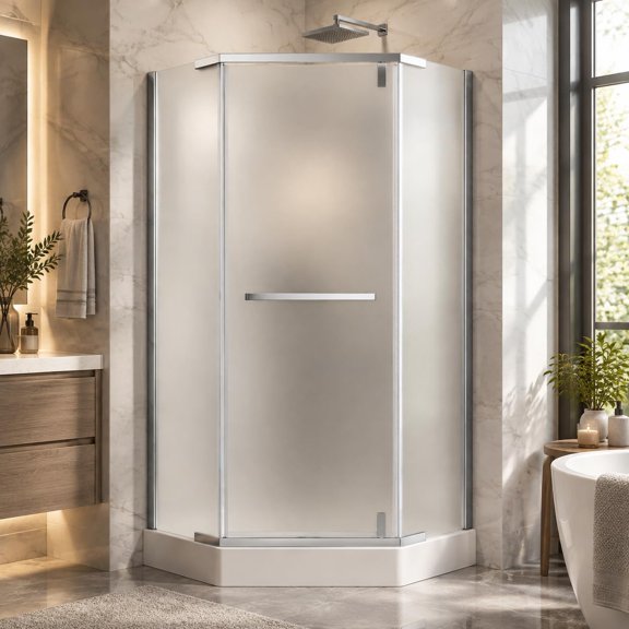 Neo-Angle Corner Shower Doors 36" D × 36" W × 72" H with Frosted Glass,Chrome