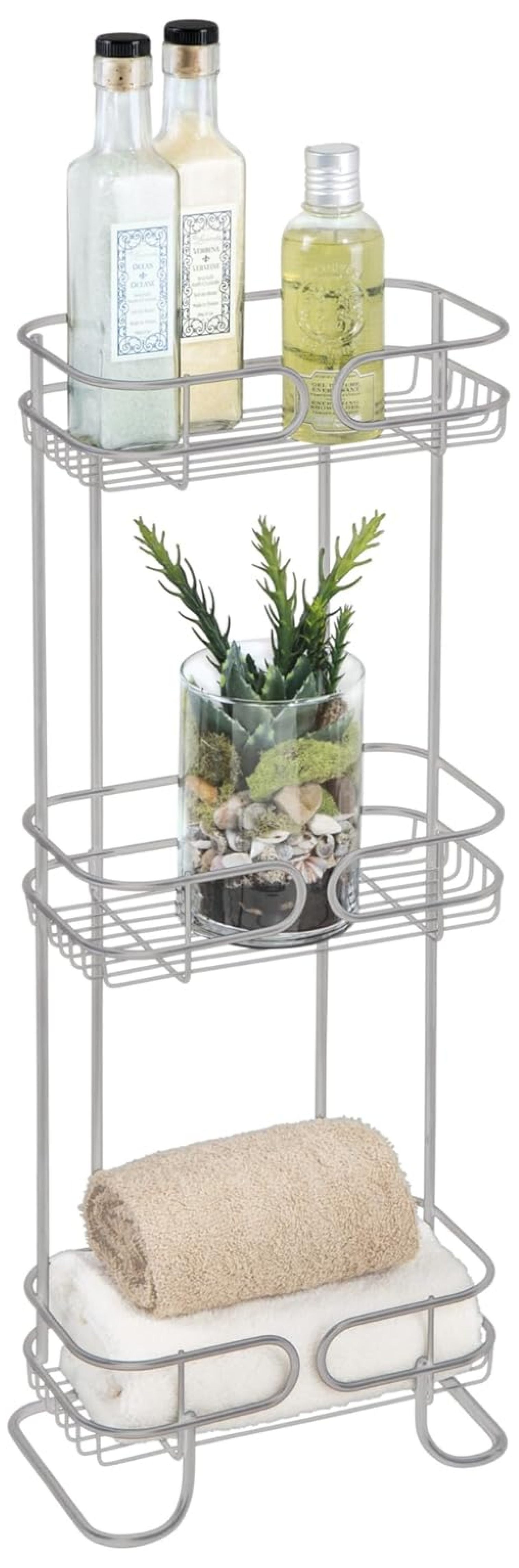 Neo Bathroom Standing Shelves, 3-Tier Metal Tower Shelves for Bathrooms ...