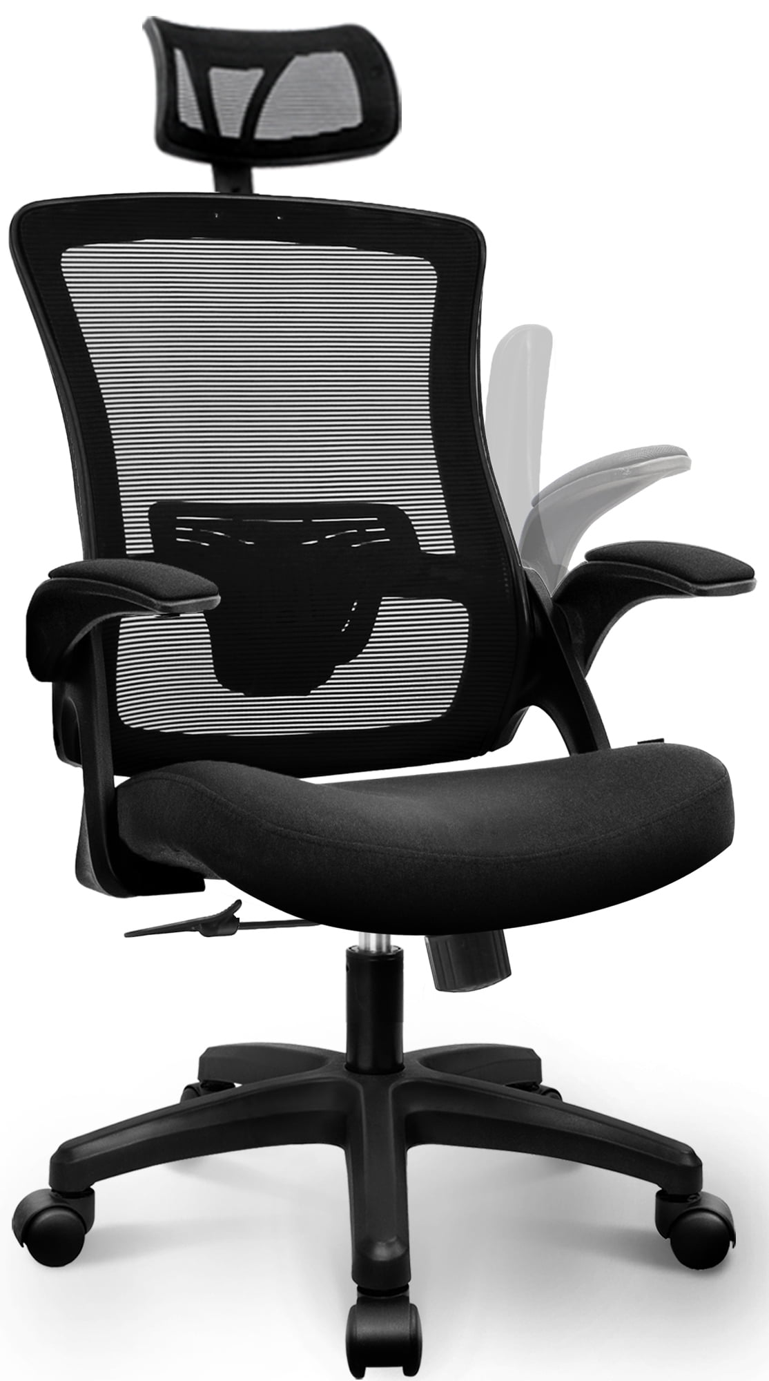 Black High Back Mesh Executive Swivel Office Chair with Adjustable Arms