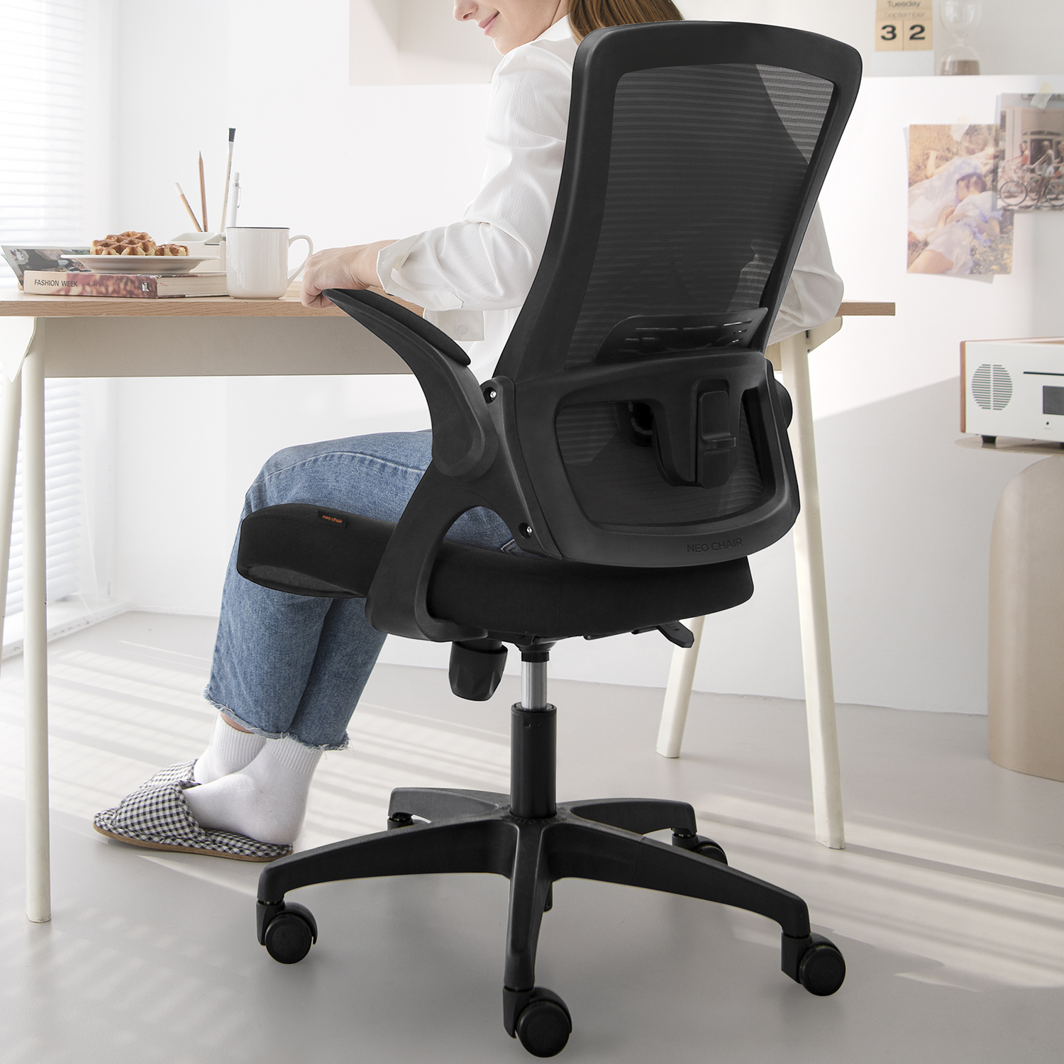 Armless Office Chair Mesh Desk Chair Adjustable Mesh Computer Chair No