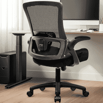 Neo Chair Ergonomic Office Chair, Comfort Home Office Task Chair, Lumbar Support Computer Chair with Flip-up Arms and Adjustable Height, Black