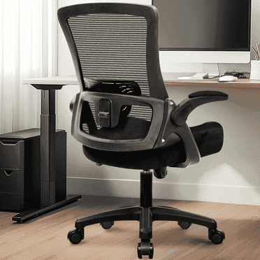 Neo Chair Ergonomic Office Chair, Comfort Home Office Task Chair, Lumbar Support Computer Chair with Flip-up Arms and Adjustable Height, Black