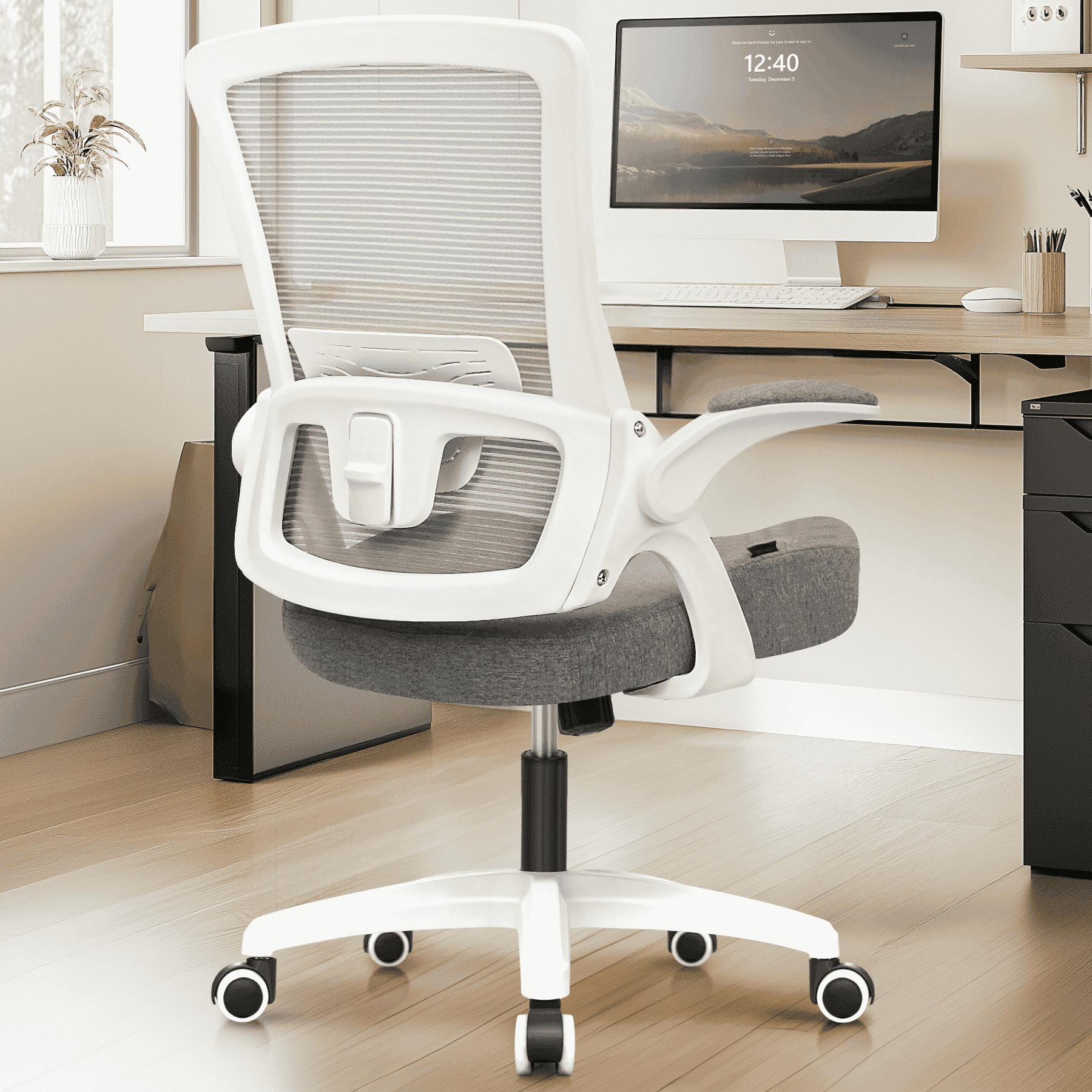 NEO CHAIR Ergonomic Office Chair, Adjustable High Back Mesh Desk Chair with Flip-up Arms, Gray