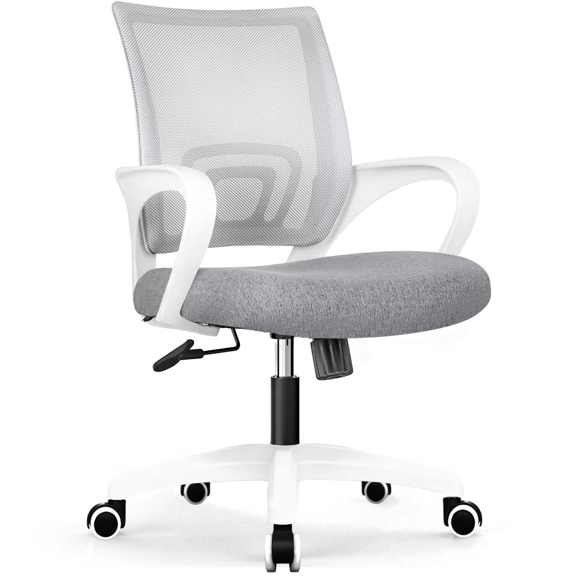 NEO CHAIR Office Desk Computer Chair Ergonomic Mesh Gaming Cushion Seat with Comfy Lumbar Mid Back Support Adjustable Height Swivel Rolling Wheels for Home Task (Grey)