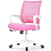 NEO CHAIR Office Desk Computer Chair Ergonomic Mesh Gaming Cushion Seat with Comfy Lumbar Mid Back Support Adjustable Height Swivel Rolling Wheels for Home Task Pink