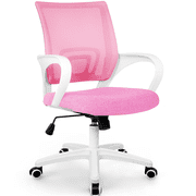 NEO CHAIR Office Desk Computer Chair Ergonomic Mesh Gaming Cushion Seat with Comfy Lumbar Mid Back Support Adjustable Height Swivel Rolling Wheels for Home Task Pink