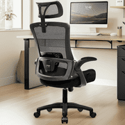 NEO CHAIR Office Desk Chair Gaming Computer High Back Support Mesh Comfy Seat with Adjustable Ergonomic Headrest Lumbar Rolling Flip-up Armrests and Wheels Black