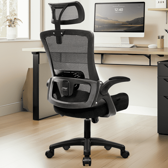 Neo Chair High Back Ergonomic Desk Chair Office Chair, Breathable Mesh Desk Chair with Adjustable Lumbar Support and Headrest, Black