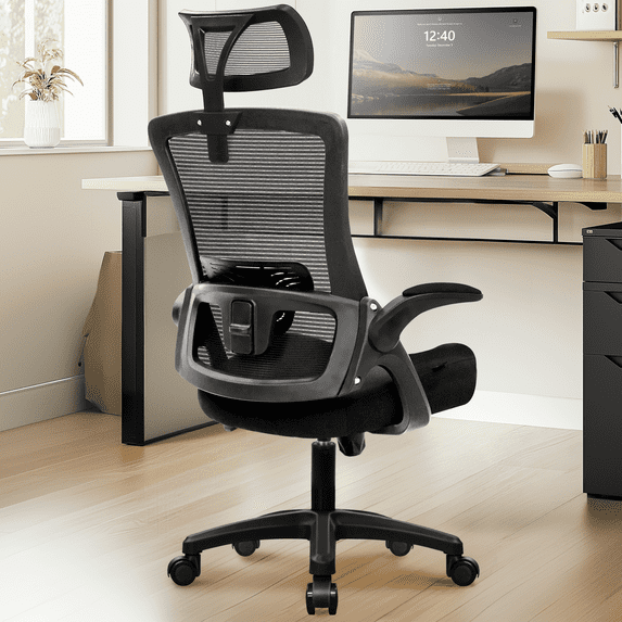 Neo Chair High Back Ergonomic Desk Chair Office Chair, Breathable Mesh Desk Chair with Adjustable Lumbar Support and Headrest, Black