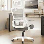 NEO CHAIR Office Desk Chair Gaming Computer High Back Support Mesh Comfy Seat with Adjustable Ergonomic Headrest Lumbar Rolling Flip-up Armrests and Wheels Grey