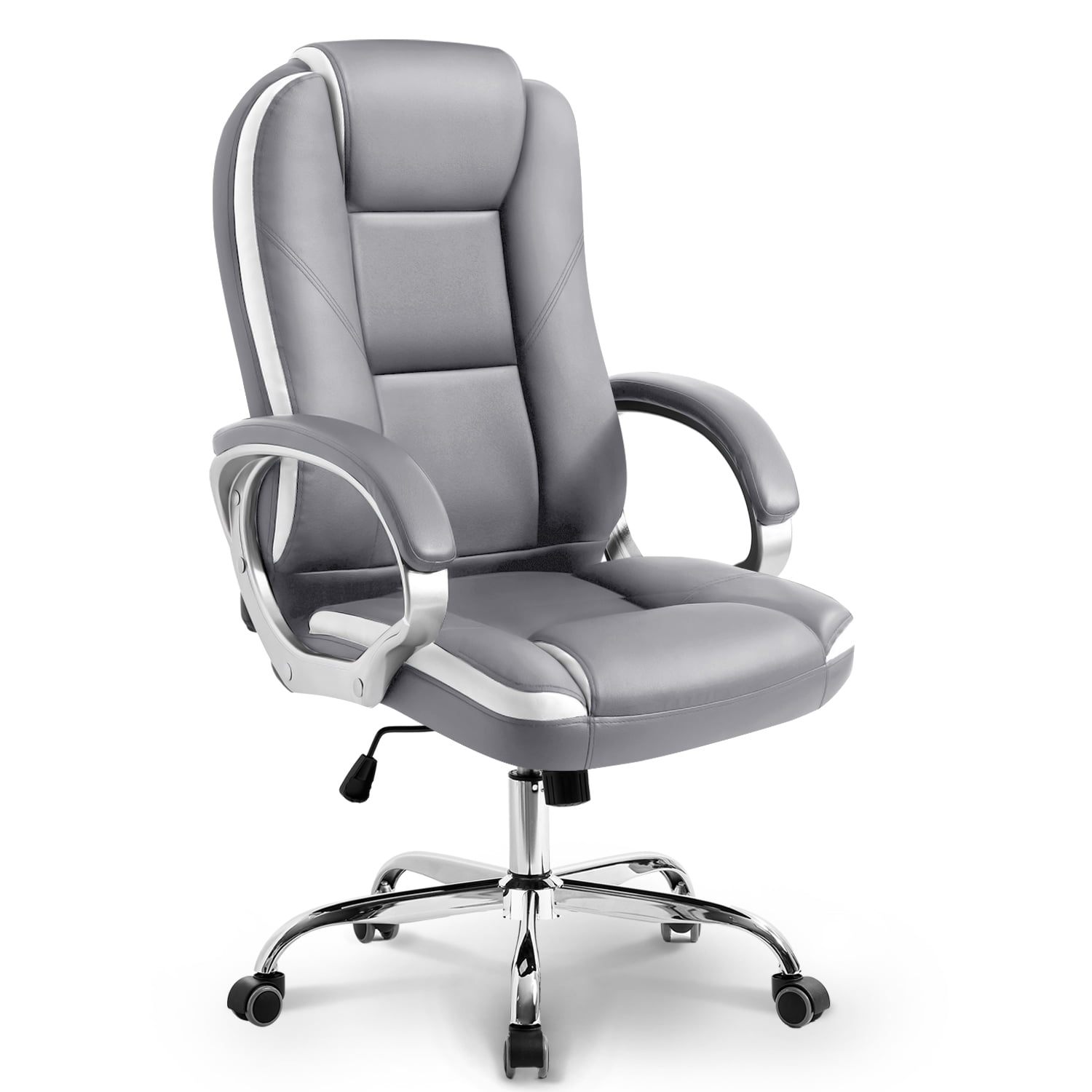 NEO CHAIR Home Office Chair, Heavy Duty Leather Office Chair, Ergonomic High Back Cushion Lumbar Back Support, Computer Desk Executive Chair for Work, 8 Hours Comfort, Gray