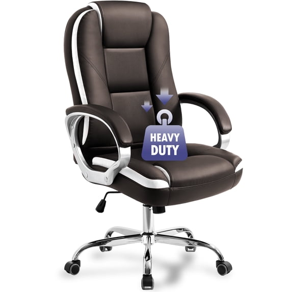 NEO CHAIR Home Office Chair, Heavy Duty Leather Office Chair, Ergonomic High Back Cushion Lumbar Back Support, Computer Desk Executive Chair for Work, 8 Hours Comfort, Brown