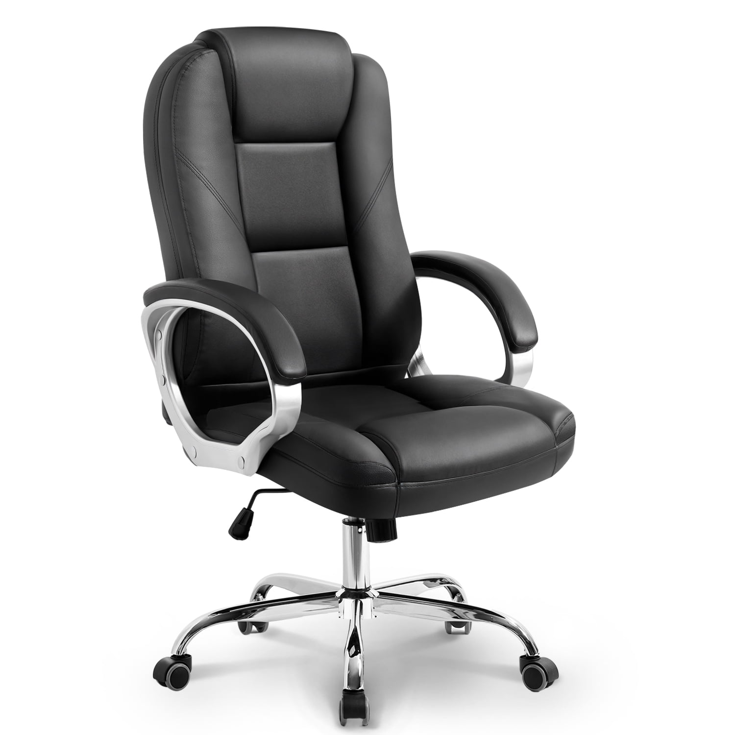 NEO CHAIR Home Office Chair, Heavy Duty Leather Office Chair, Ergonomic High Back Cushion Lumbar Back Support, Computer Desk Executive Chair for Work, 8 Hours Comfort, Jet Black