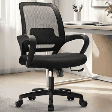 NEO CHAIR Ergonomic Office Chair, Lumbar Support Mid Back, Mesh Home Office Computer Desk Chair with Armrests, Black