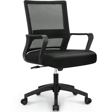 Neo Chair MB-7 Ergonomic Mid Back, Height Adjustable, Swivel, Lumbar Support, Deep and Wide Mesh Home Office Computer Desk Chair with Armrests, Black