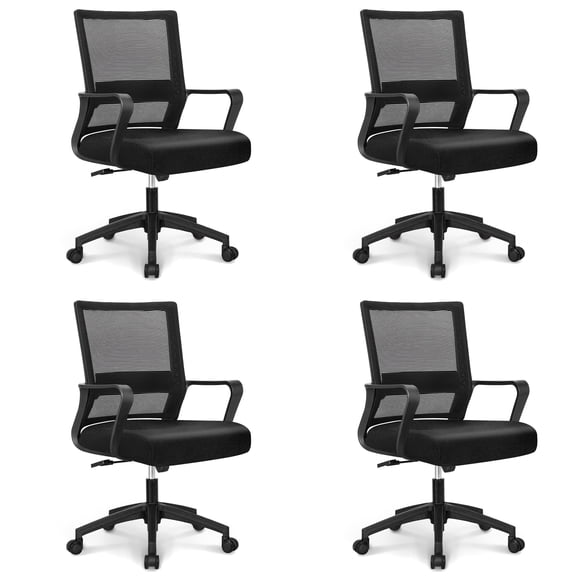 NEO CHAIR Office Chair, Ergonomic Lumbar Support, Adjustable Desk Chair with Armrests, Black (4 pack)