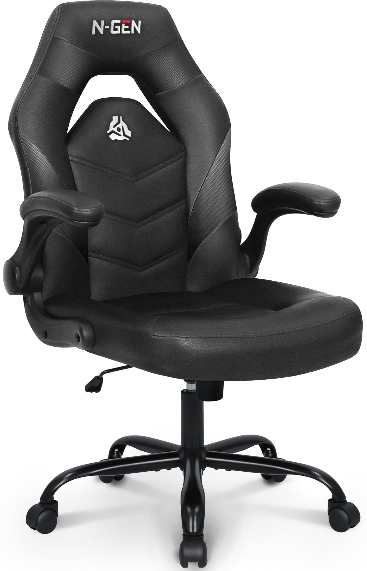 NEO CHAIR N-gen Gaming Chair, Ergonomic Leather Computer Desk Chair, Adjustable Swivel Task Chair with Flip-Up Armrest for Adults, Black