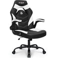 thumbnail image 1 of N-GEN White Gaming Chair, Flip-up Armrest Computer Chair Ergonomic Office Chair PU Leather Desk Chair Executive Adjustable Swivel Task Chair, 1 of 8