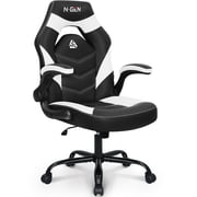 N-GEN GAMING Gaming Chair, Lumbar, PU Leather, Flip-Up Arms, White