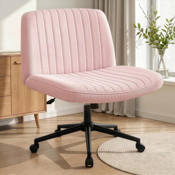 NEO CHAIR Criss Cross Chair with Wheels, Cozy Wide Armless Seat, Pink