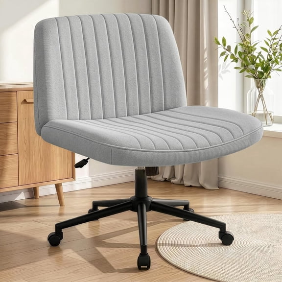 NEO CHAIR Criss Cross Chair with Wheels, Cozy Wide Armless Seat, Grey