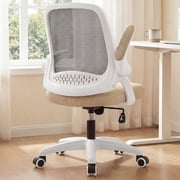 NEO CHAIR Office Desk Gaming Ergonomic Computer Chair with Lumbar Back Support Adjustable Height Swivel Rolling Wheels Flip-up Arms Mesh Chair for Home Vanity Beige