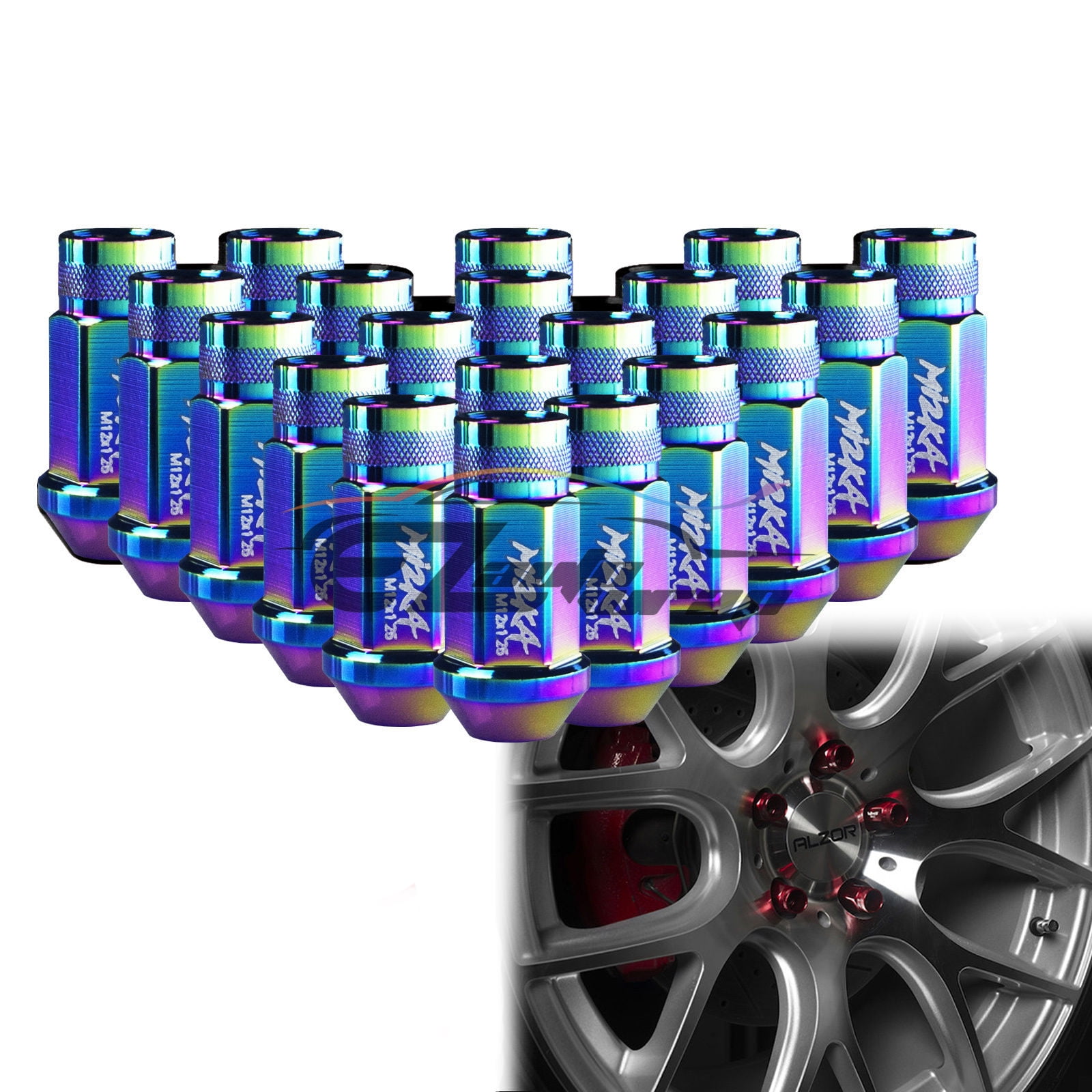 Neo Chrome 20 PCS M12X1.25mm Screw Lug Nuts Short Tuner Neo Chrome 20 PCS M12X1.25mm Screw Lug Nuts Short Tuner