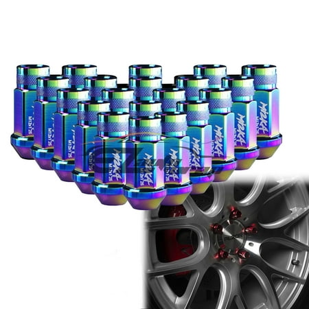 Neo Chrome 20 PCS M12X1.25mm Screw Lug Nuts Short Tuner Aluminum Wheels Rims Cap WN01 Mi2KA