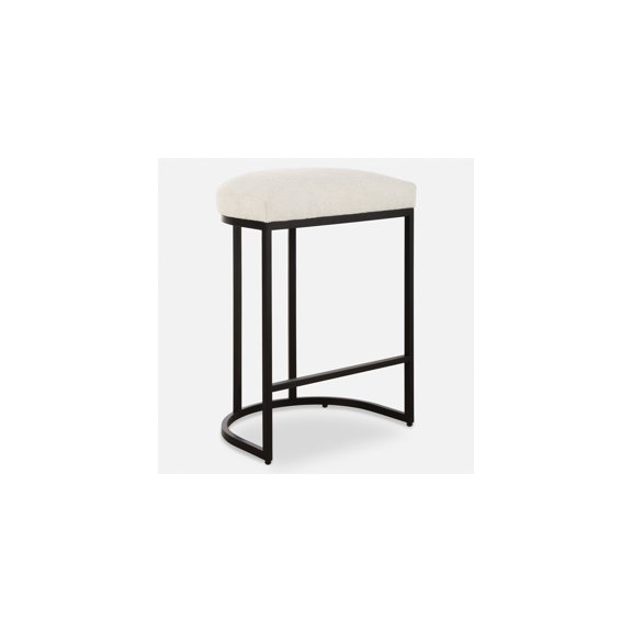 Neo-Classical Nostalgia Counter Height Stool White Performance Fabric Black Cantilever Base Durability 14.38" x 18.63" x 26.25"