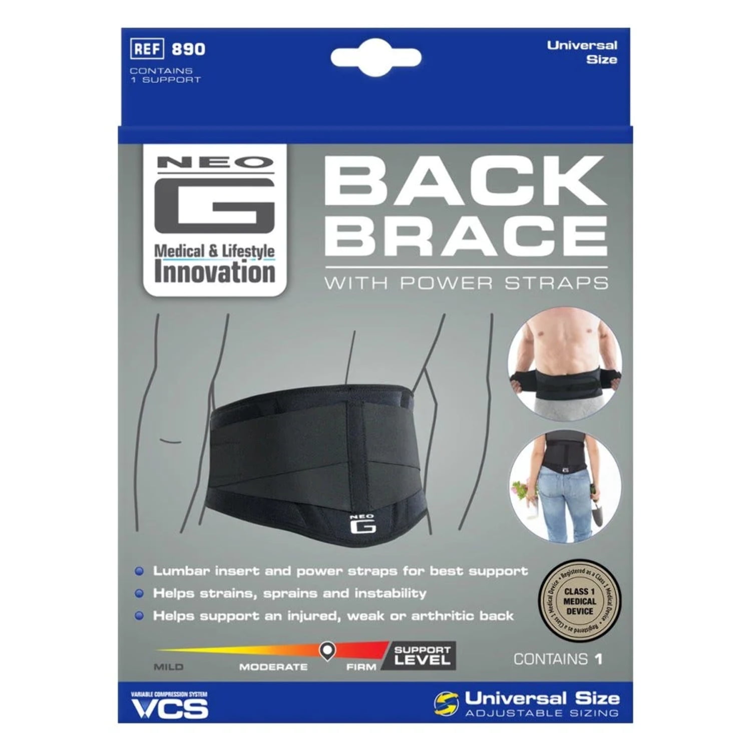 Neo G Back Brace with Power Straps