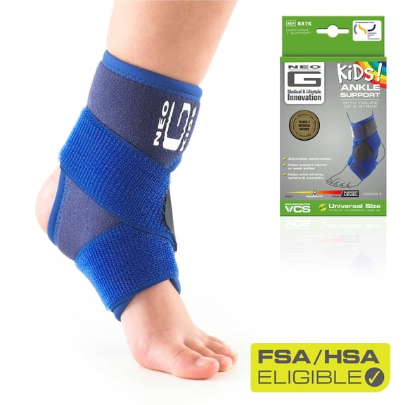 Neo G Kids Ankle Brace Support with Figure of 8 Strap for Ankle Pain Relief, Arthritis, Strains, Sprains, Instability - Adjustable Compression - One size