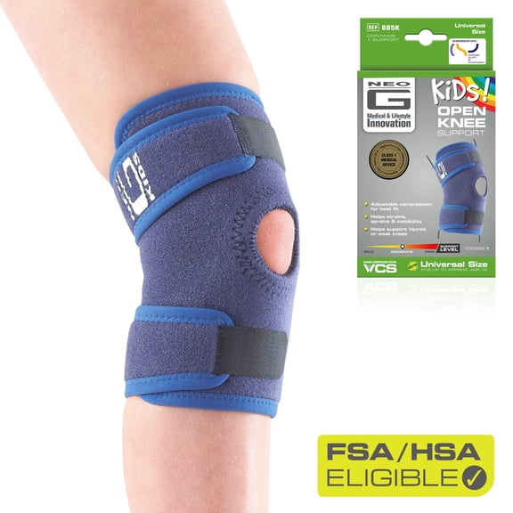 Neo G Kids Open Knee Brace Support for Joint Meniscus Knee Pain Relief, Osgood Schlatter, Strains, Sprains, Instability, Arthritis - Adjustable Compression - One size