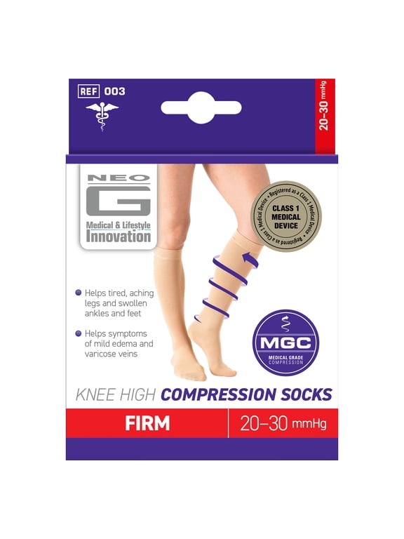 Knee High Compression Socks 20-30mmHg Medium, Tan
