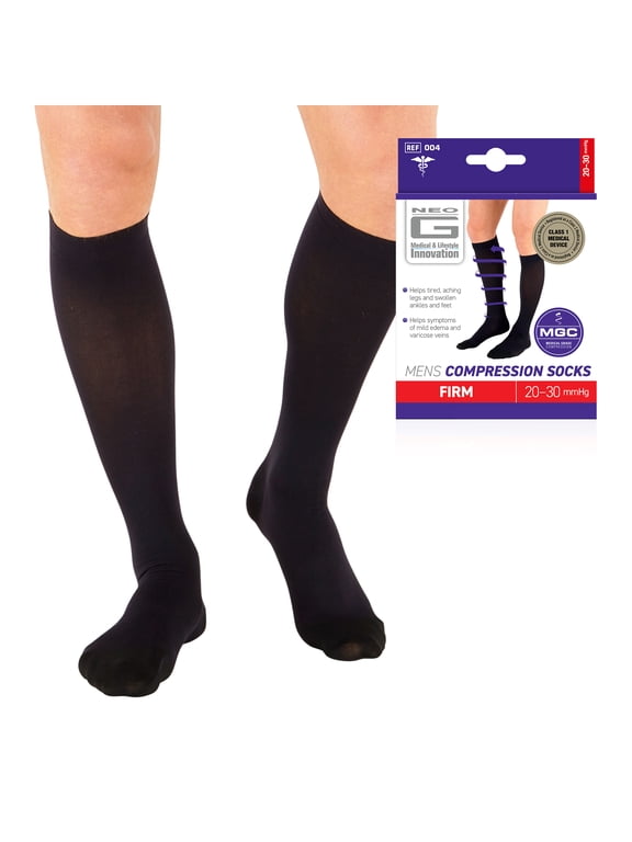 Men's Compression Socks 20-30mmHg, Large, Black