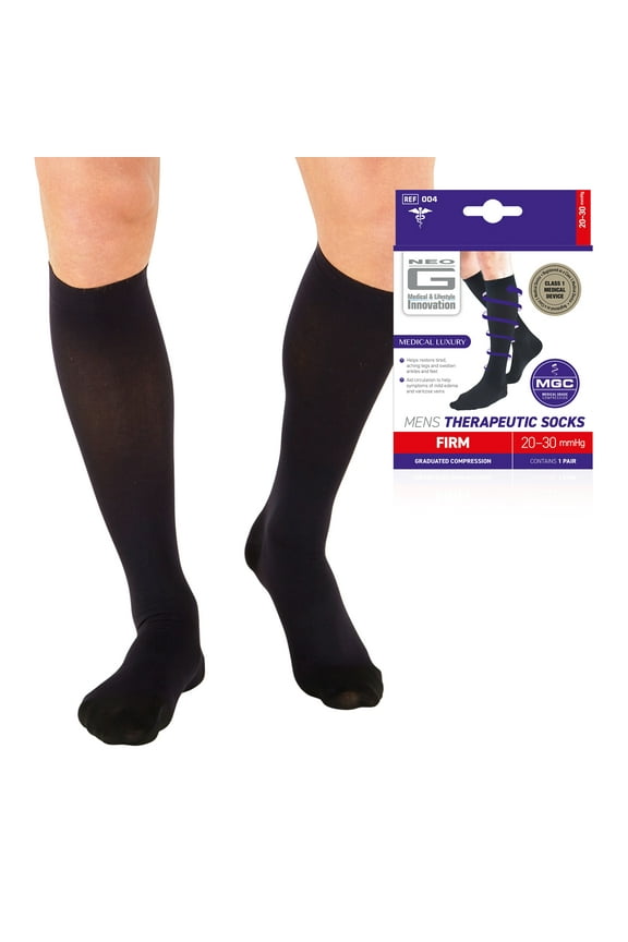 Men's XX-Large Therapeutic Compression Socks, 20-30mmHg, Black.