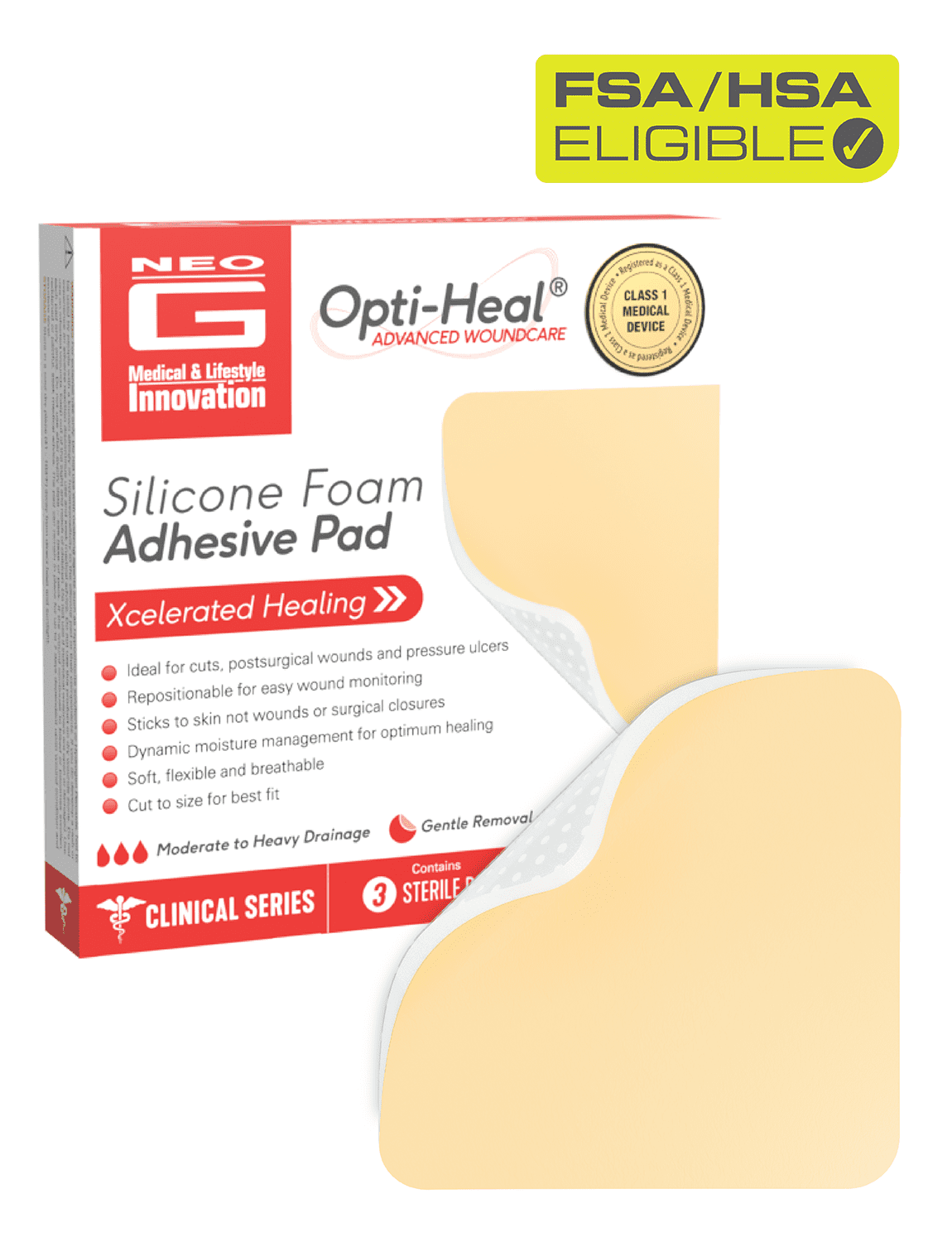 Hug healing treatment® vol.3 Neo G Opti-Heal Silicone Foam Absorbent Pad 4x4, 3CT - Walmart.com