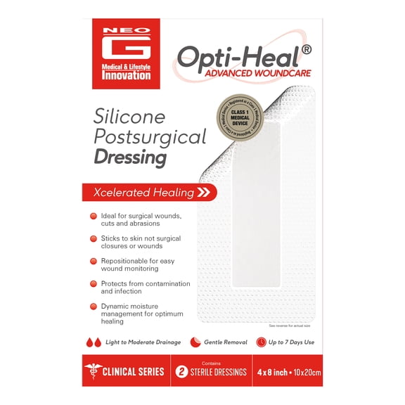 Neo G Opti-Heal Silicone Postsurgical Sterile Dressings, 2 Count FSA/HSA Eligible