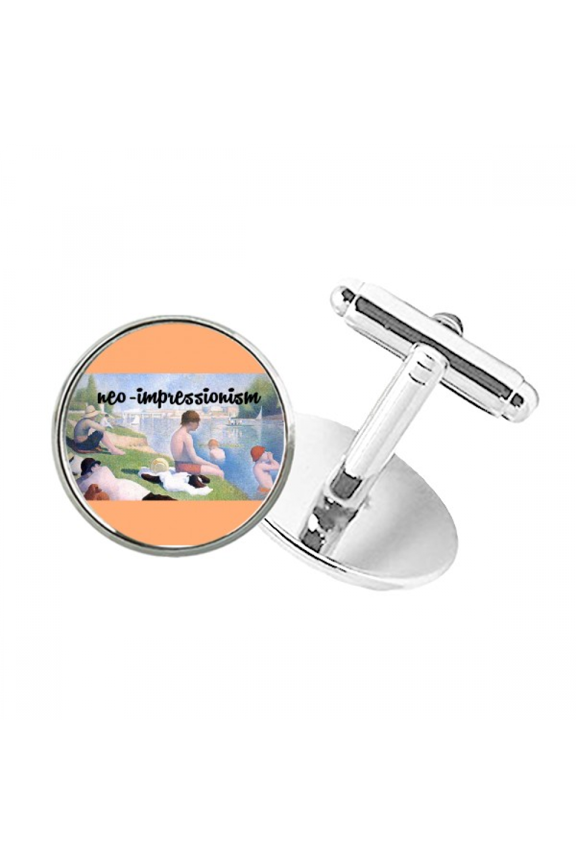 Neo Impressionism Optics Chromatics Round Button Cuff Clip Stud Cufflinks
