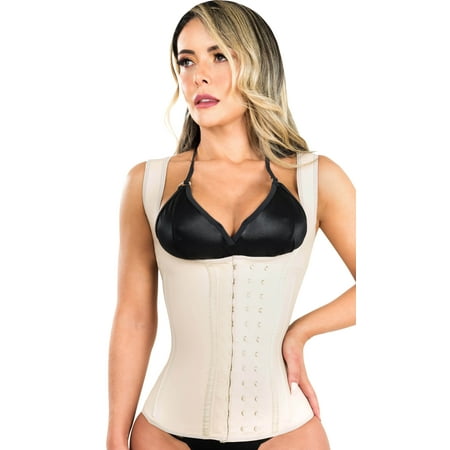 Neo Latex Waist Cincher Trainer Sauna Vest Sweat 3 Hooks Fajas Colombianas Reductoras Chaleco 210N3 Beige by Fiorella Shapewear