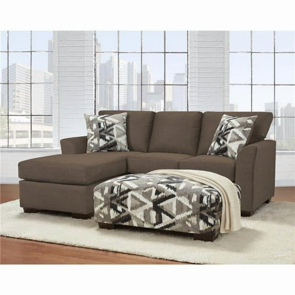 Neo Living NL700-BROW-JOSM-CHOF-OTT James Sofa Sectional with Reversible Chaise & Rectangle Ottoman Set, Brown - 2 Piece