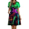 thumbnail image 1 of Neo Pop Art Blacklight Glow in The Dark Dress Summer Street Style Dresses Female Short Sleeve Printed Sundress, 1 of 7