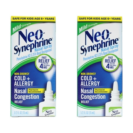 Neo-Synephrine Cold and Allergy Nasal Spray Mild Formula, 0.5 fl oz (2 Pack)