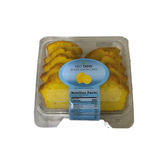 Neo Taino, Lemon Sliced Cake, Net Weight 14 oz (397g), 10 Count, Plastic Tray, New