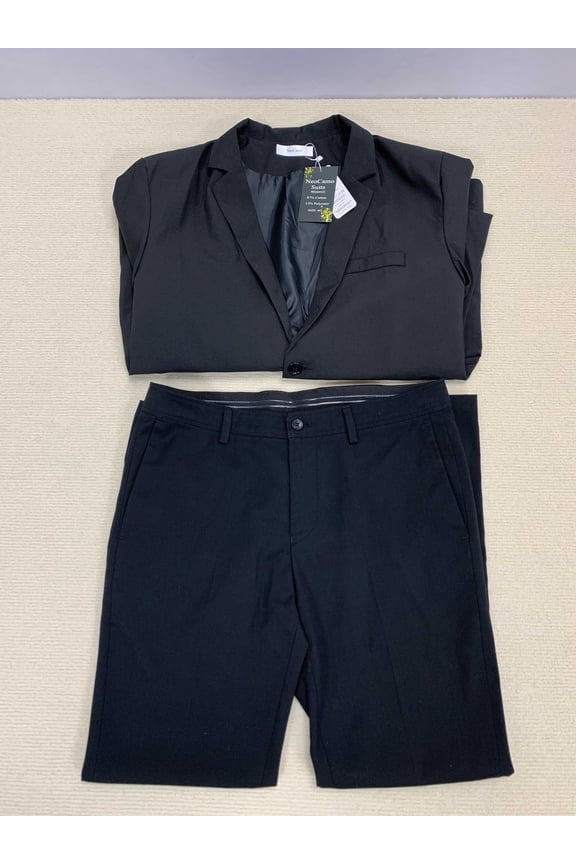 Suits Black slim-fit men's suit set, cotton blend material, size m