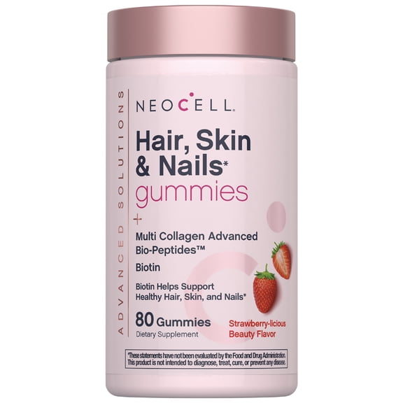 Hair Skin and Nails Gummies | 80 Count | with Multi Collagen Bio-Peptides | by NeoCell