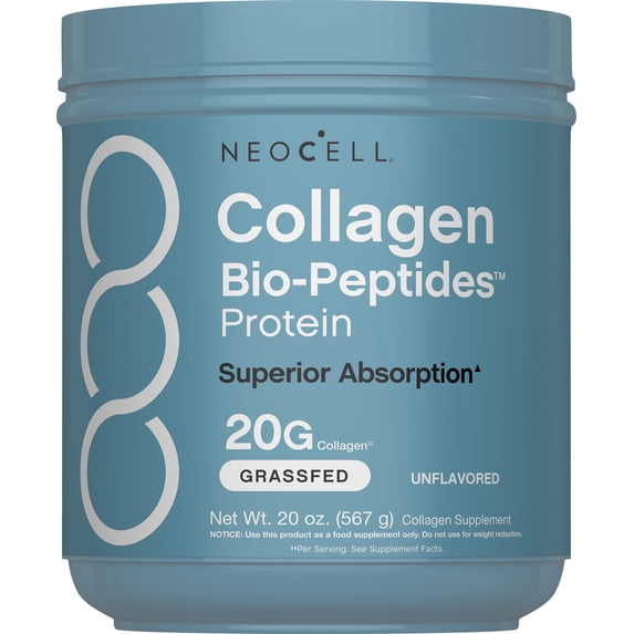NeoCell Super Collagen Bio-Peptides Powder Dietary Supplement for Hair, Skin & Nails, 20 oz